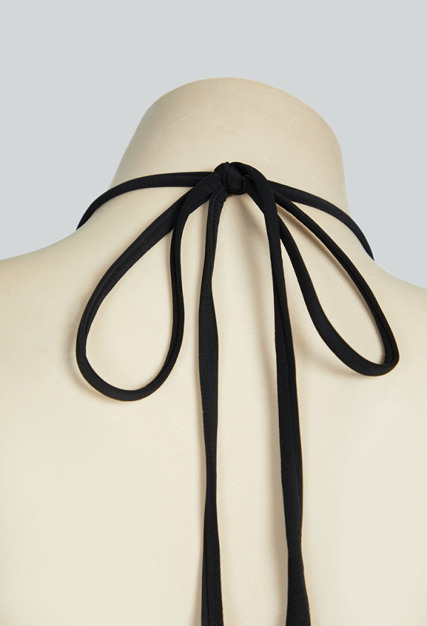 Timeless Abyss Gothic Black Vintage Style Bathing Suit Drawstring Bubble Sleeve One-Piece Swimsuit Timeless Abyss Gothic Black Vintage Style Bathing Suit Drawstring Bubble Sleeve One-Piece Swimsuit