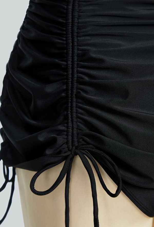 Timeless Abyss Gothic Black Vintage Style Bathing Suit Drawstring Bubble Sleeve One-Piece Swimsuit Timeless Abyss Gothic Black Vintage Style Bathing Suit Drawstring Bubble Sleeve One-Piece Swimsuit