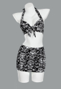 Haunted Soul Gothic Vintage Skull Pattern Two-Piece Swimsuit Bikini Set Halter Top and Skirt Bathing Suit