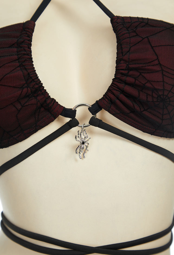 Pretty Crawler Gothic Swimsuit Spider Web Design Two Pieces Dark Style Swimwear Set Pretty Crawler Gothic Swimsuit Spider Web Design Two Pieces Dark Style Swimwear Set
