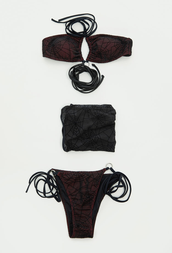 Pretty Crawler Gothic Swimsuit Spider Web Design Two Pieces Dark Style Swimwear Set Pretty Crawler Gothic Swimsuit Spider Web Design Two Pieces Dark Style Swimwear Set