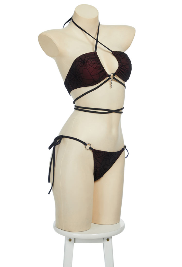 Pretty Crawler Gothic Swimsuit Spider Web Design Two Pieces Dark Style Swimwear Set Pretty Crawler Gothic Swimsuit Spider Web Design Two Pieces Dark Style Swimwear Set