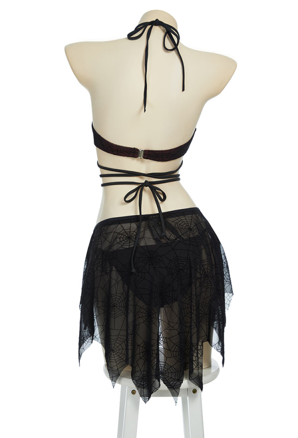 Pretty Crawler Gothic Swimsuit Spider Web Design Two Pieces Dark Style Swimwear Set Pretty Crawler Gothic Swimsuit Spider Web Design Two Pieces Dark Style Swimwear Set