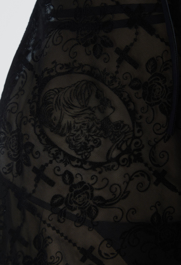 Timeless Abyss Gothic Black Bikini Set with Cover-up Dress Two-Piece Swimsuit with Cross Floral Pattern Outer Dress Timeless Abyss Gothic Black Bikini Set with Cover-up Dress Two-Piece Swimsuit with Cross Floral Pattern Outer Dress