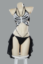 Wings of Summer Gothic Black Butterfly Bone Pattern Swimsuit Two-Piece Dark Style Top and Culottes Bathing Suit