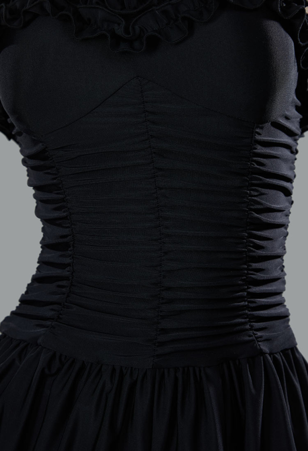 Timeless Abyss Gothic Black Vintage Style One-Piece Swimsuit Ruffled Lace Bathing Suit with Straps Timeless Abyss Gothic Black Vintage Style One-Piece Swimsuit Ruffled Lace Bathing Suit with Straps