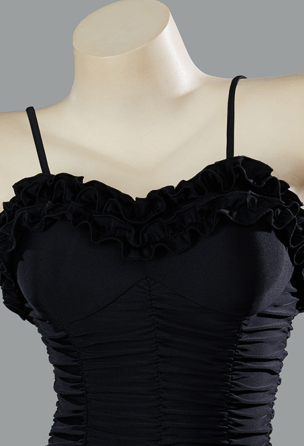Timeless Abyss Gothic Black Vintage Style One-Piece Swimsuit Ruffled Lace Bathing Suit with Straps Timeless Abyss Gothic Black Vintage Style One-Piece Swimsuit Ruffled Lace Bathing Suit with Straps