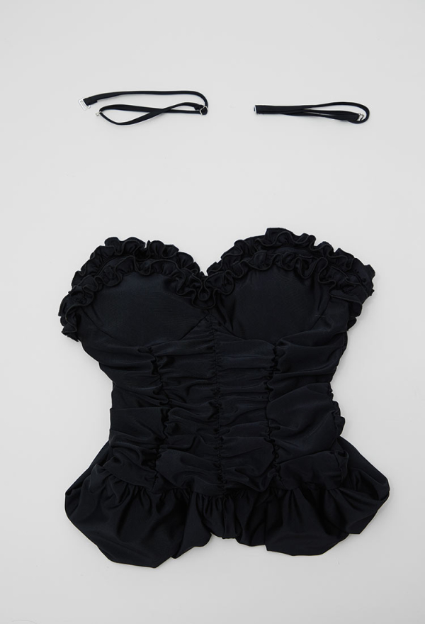 Timeless Abyss Gothic Black Vintage Style One-Piece Swimsuit Ruffled Lace Bathing Suit with Straps Timeless Abyss Gothic Black Vintage Style One-Piece Swimsuit Ruffled Lace Bathing Suit with Straps