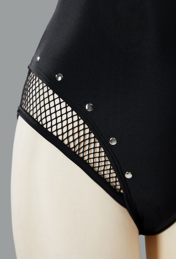 Riot Waves Gothic Black Fishnet Patchwork One Piece Swimsuit Pentagram Cross Strap Bathing Suit