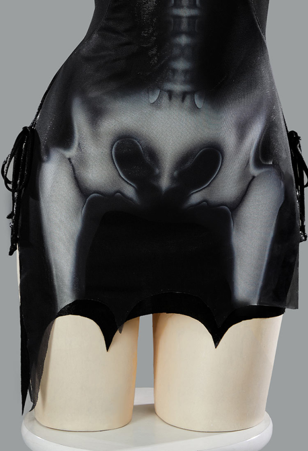 Ember Edge Gothic Black Skull Print Beach Dress Cami Summer Wear Ember Edge Gothic Black Skull Print Beach Dress Cami Summer Wear
