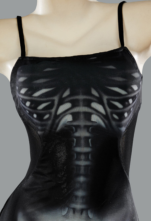 Ember Edge Gothic Black Skull Print Beach Dress Cami Summer Wear Ember Edge Gothic Black Skull Print Beach Dress Cami Summer Wear