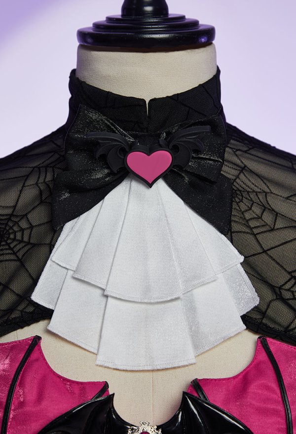 Haunted Night Gothic Corset Skirt Set Irregular Bat Styled Top and Multi-layered Skirt with Mesh Cover-up