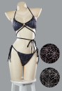 Pretty Crawler Gothic Black Pink Spiderweb Swimsuit Reversible Two-Piece Bikini Set Lace-Up Top and Bottoms