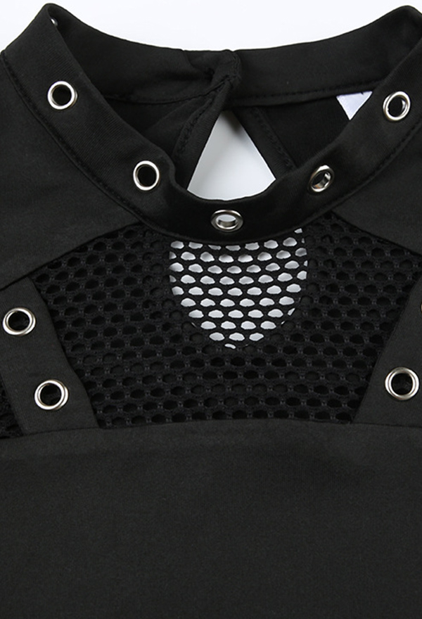 Gothic Dark Punk Crop Top Sexy Slim Fit Mesh Cutout Long Sleeve Top Gothic Dark Punk Crop Top Sexy Slim Fit Mesh Cutout Long Sleeve Top