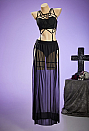 Gothic Style Three Piece Bandage Suit Black Sexy Top and Mesh Split Skirt with Underwear