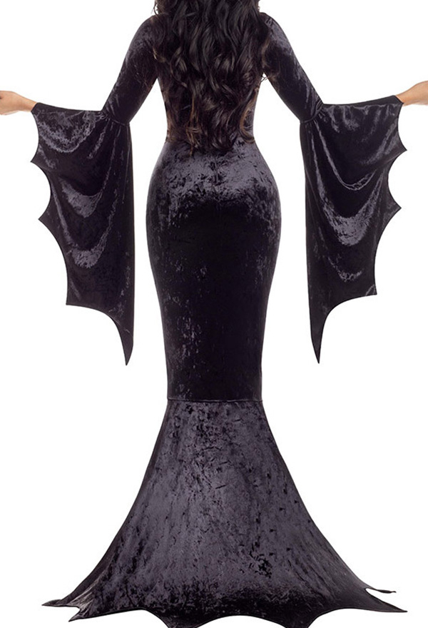 Gothic Black Long Dress Bat Witch Vampire Party Ball Gown Dress Gothic Black Long Dress Bat Witch Vampire Party Ball Gown Dress
