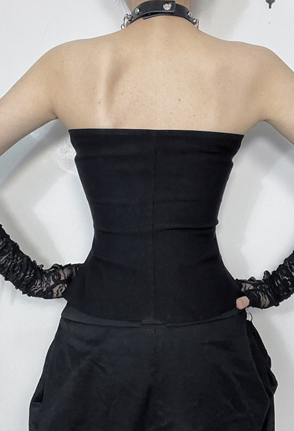 Gothic Black Corset Vest Punk Boned Zipper Leather Buckle Tank Top Gothic Black Corset Vest Punk Boned Zipper Leather Buckle Tank Top