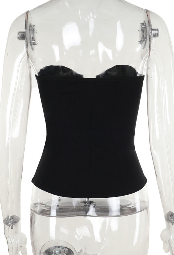 Gothic Black Corset Vest Punk Boned Zipper Leather Buckle Tank Top Gothic Black Corset Vest Punk Boned Zipper Leather Buckle Tank Top