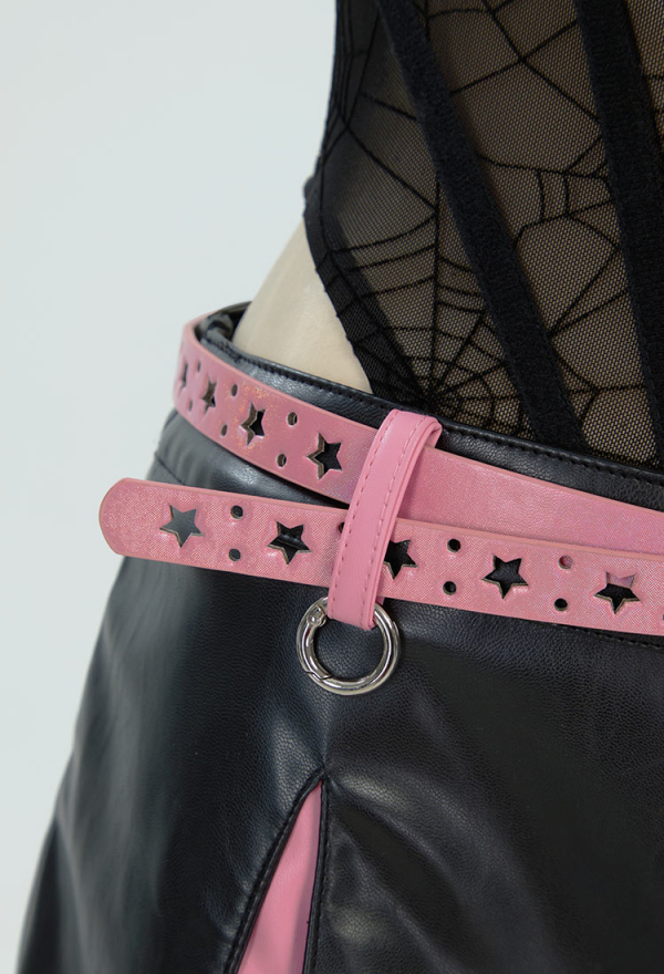 Midnight Rose Gothic Black Pink Sexy Lingerie Set Dark Style Bowknot V-Neck See-Through Spiderweb Bodysuit with Skirt Belt Midnight Rose Gothic Black Pink Sexy Lingerie Set Dark Style Bowknot V-Neck See-Through Spiderweb Bodysuit with Skirt Belt