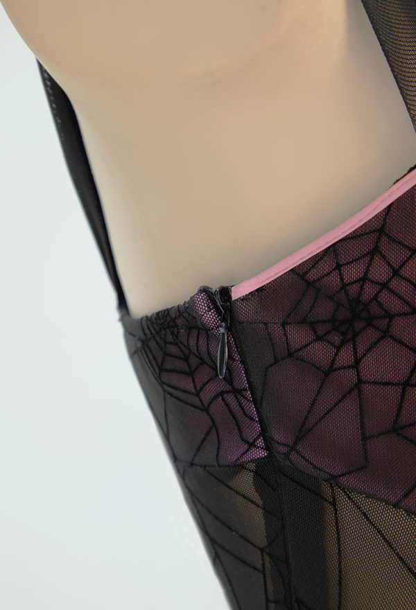Midnight Rose Gothic Black Pink Sexy Lingerie Set Dark Style Bowknot V-Neck See-Through Spiderweb Bodysuit with Skirt Belt Midnight Rose Gothic Black Pink Sexy Lingerie Set Dark Style Bowknot V-Neck See-Through Spiderweb Bodysuit with Skirt Belt