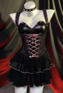 Midnight Rose Gothic Black Pink Dress Spider Web Corset Ruffle Dress with Choker
