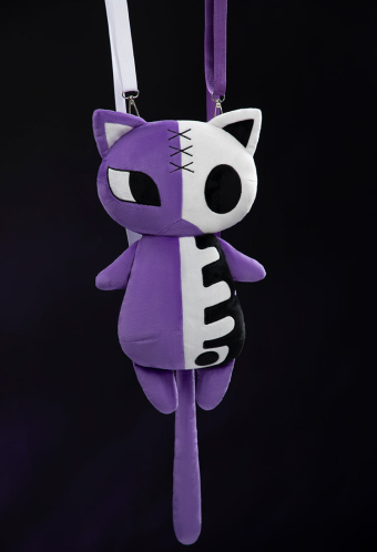 Fallen Angels Gothic Cat Bag Purple White Backpack