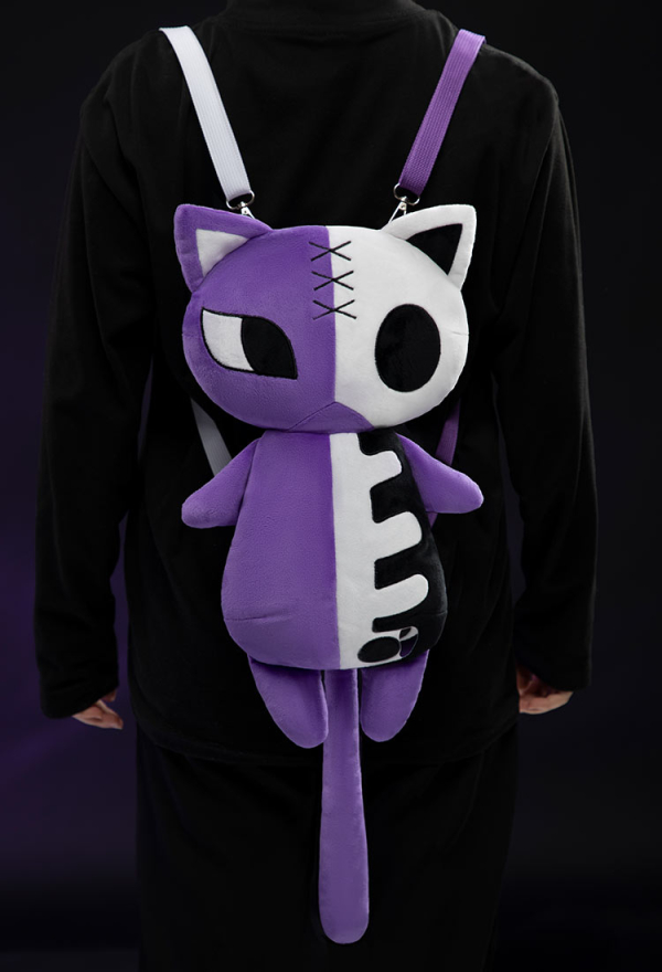 Fallen Angels Gothic Cat Bag Purple White Backpack