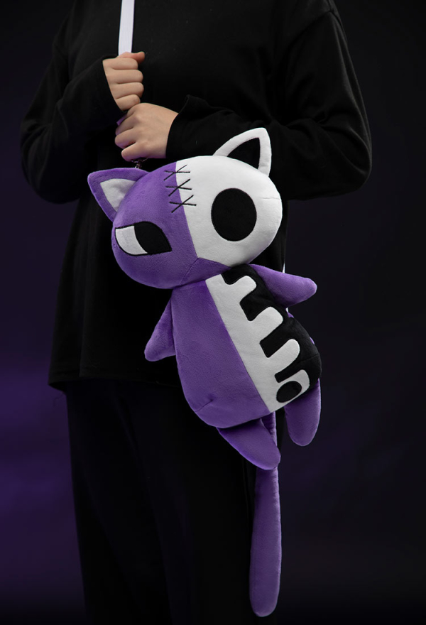 Fallen Angels Gothic Cat Bag Purple White Backpack