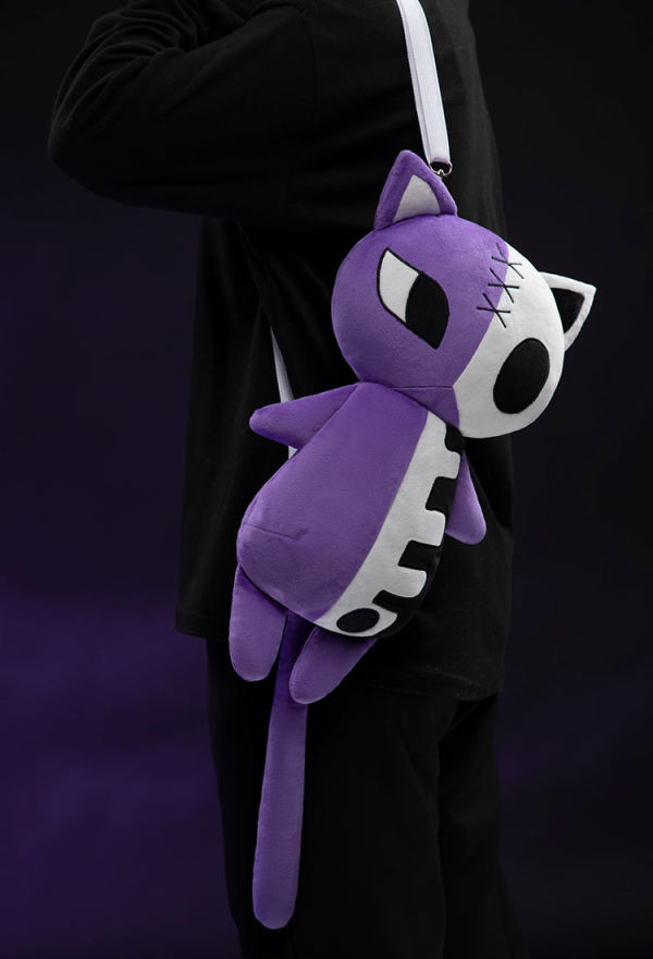 Fallen Angels Gothic Cat Bag Purple White Backpack