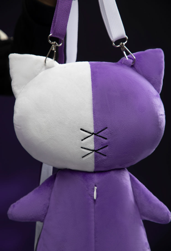 Fallen Angels Gothic Cat Bag Purple White Backpack