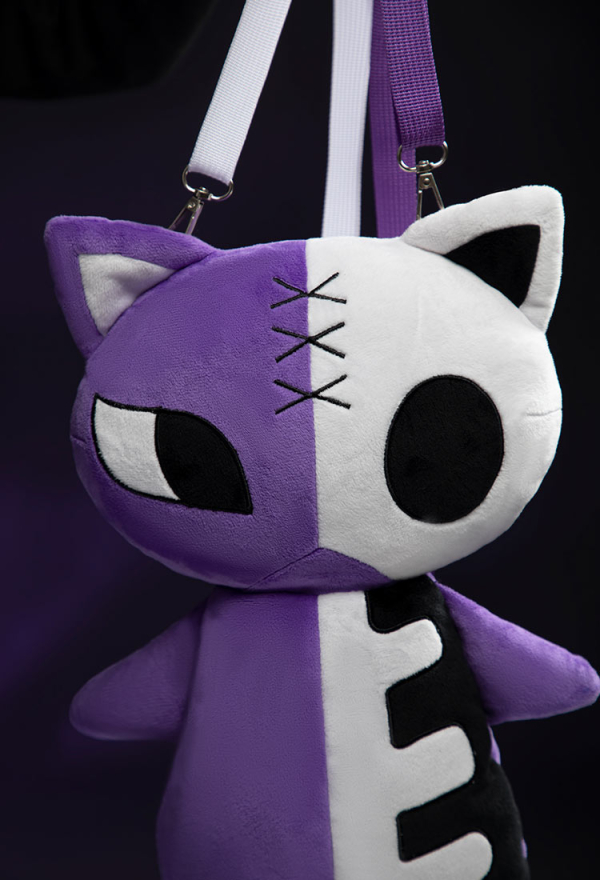 Fallen Angels Gothic Cat Bag Purple White Backpack