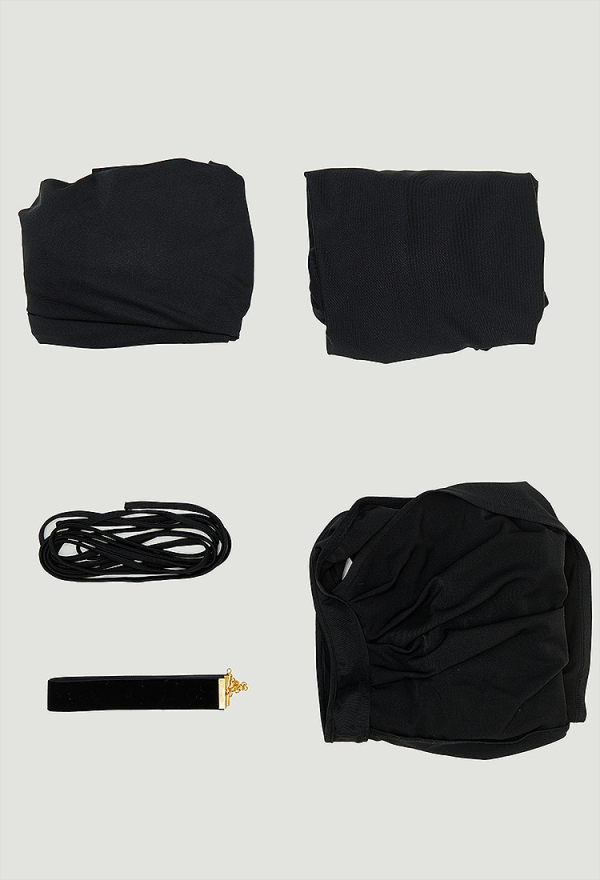 Gothic Sexy Costume Black Bodysuit with Hoodie Sleeves and Choker Gothic Sexy Costume Black Bodysuit with Hoodie Sleeves and Choker