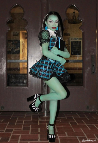 Haunted Night Gothic Blue Black Plaid Dress Dark Style Patchwork Dress with Waistband and Tie