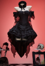 Miss Misa Gothic Black Bride Dress Set Lace-up Top and Layered Skirt with Hairband and Choker