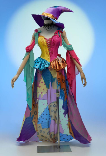 Sweet Nightmare Gothic Halloween Set V-neck Corset and Irregular Skirt Colorful Patchwork Costume Suit