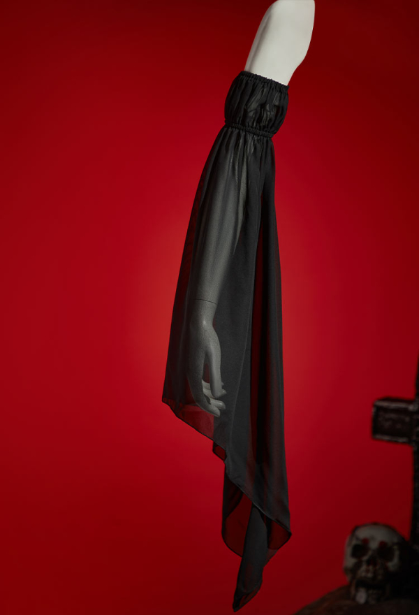 Blood Moon Silhouette Sexy Lingerie Set Vampire Bat Bodysuit with Irregular Sleeves and Stockings