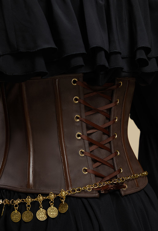 Cursed Corsair Halloween Black Pirate Style Suit Strapless Dress with Corset and Hat Cursed Corsair Halloween Black Pirate Style Suit Strapless Dress with Corset and Hat