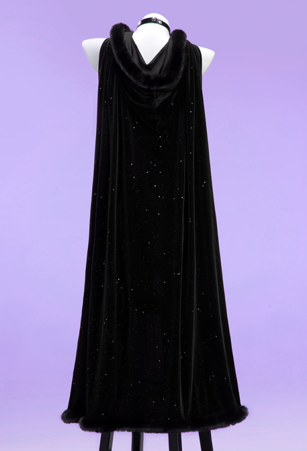 Silent Night Christmas Gothic Plush Suit Velvet Bodysuit with Hooded Cloak and Gloves