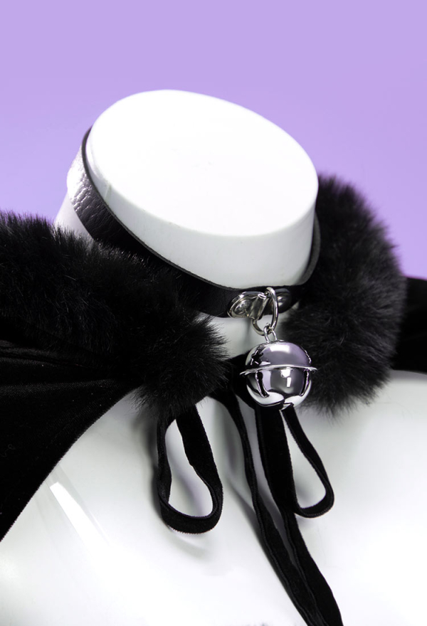 Silent Night Christmas Gothic Plush Suit Velvet Bodysuit with Hooded Cloak and Gloves