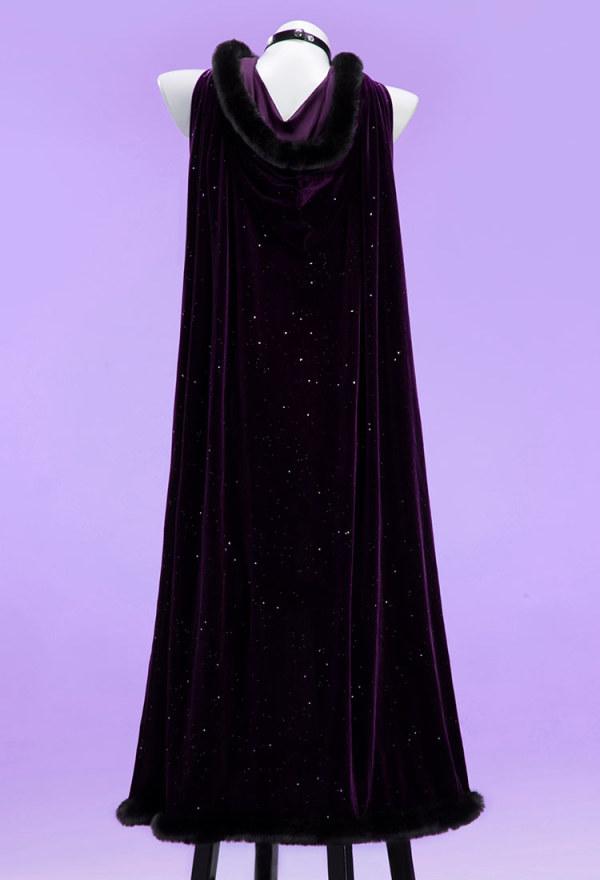 Silent Night Christmas Gothic Plush Suit Velvet Bodysuit with Hooded Cloak and Gloves