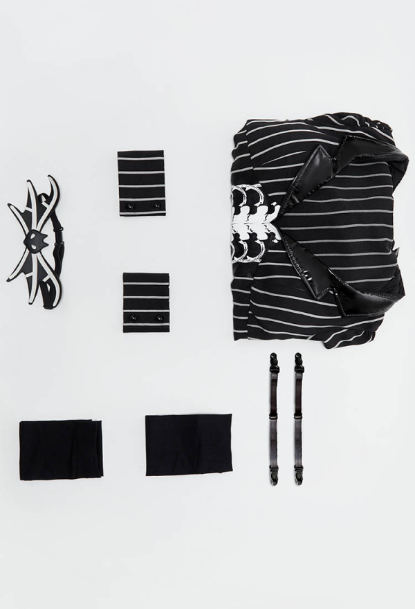 Sweet Nightmare Halloween Sexy Bunny Girl Suit Black White Striped Irregular Bodysuit with Sleeves and Socks Sweet Nightmare Halloween Sexy Bunny Girl Suit Black White Striped Irregular Bodysuit with Sleeves and Socks