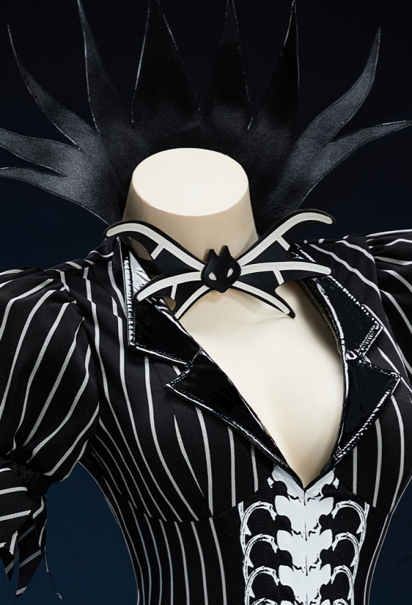 Sweet Nightmare Halloween Sexy Bunny Girl Suit Black White Striped Irregular Bodysuit with Sleeves and Socks Sweet Nightmare Halloween Sexy Bunny Girl Suit Black White Striped Irregular Bodysuit with Sleeves and Socks