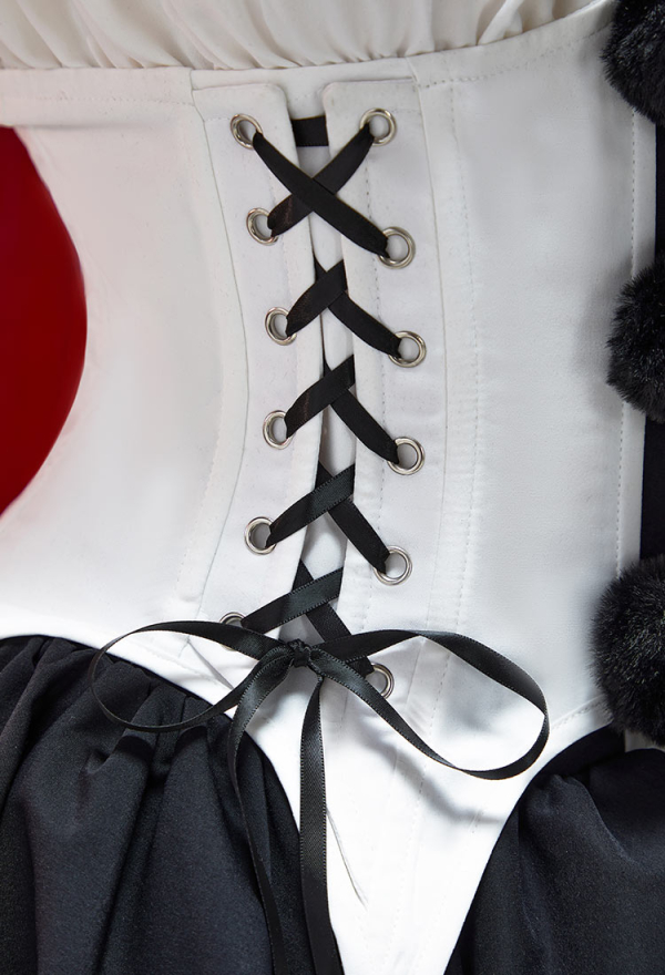 Moonlit Jester Halloween Gothic Black White Corset Skirt Set Tube Top and Corset with Skirt and Stockings Moonlit Jester Halloween Gothic Black White Corset Skirt Set Tube Top and Corset with Skirt and Stockings