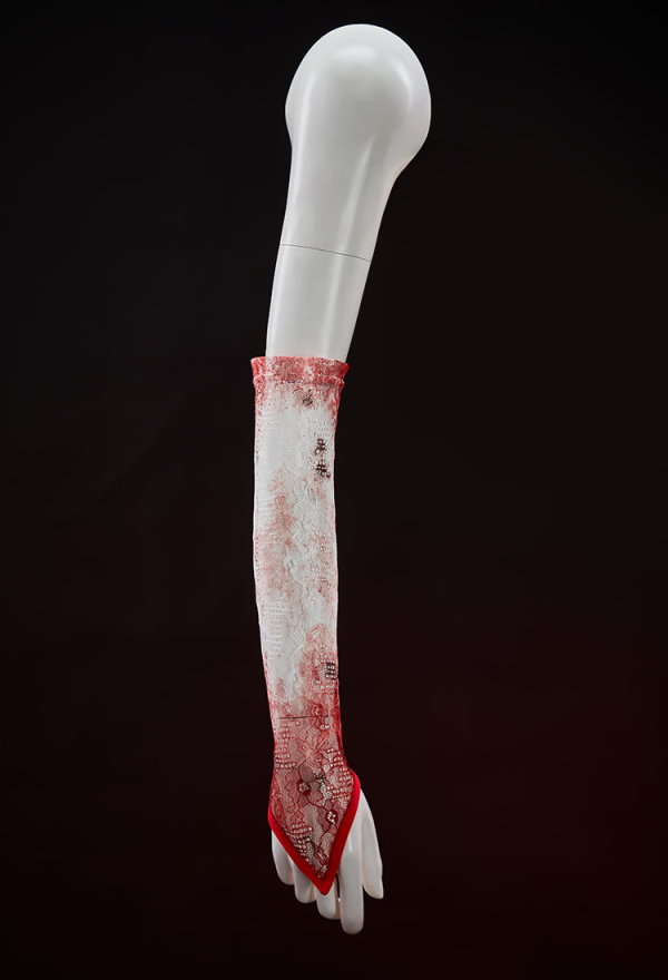 Crimson Veil Halloween Red White Bloody Bride Set Gothic Tube Top and Skirt with Headband and Gloves Crimson Veil Halloween Red White Bloody Bride Set Gothic Tube Top and Skirt with Headband and Gloves