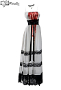Meowcos.com Rust Roses Halloween White Lace Patchwork Dress Dark Style Strappy Dress with Gloves and Choker