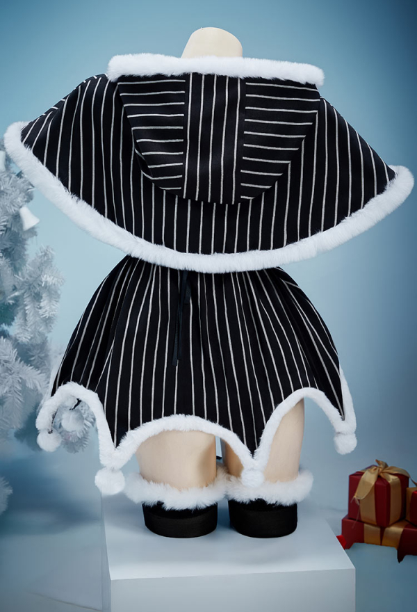 Sweet Nightmare Jack Skellington Style Gothic Costume Striped Dress with Cloak and Sleeves Christmas Outfits Sweet Nightmare Jack Skellington Style Gothic Costume Striped Dress with Cloak and Sleeves Christmas Outfits