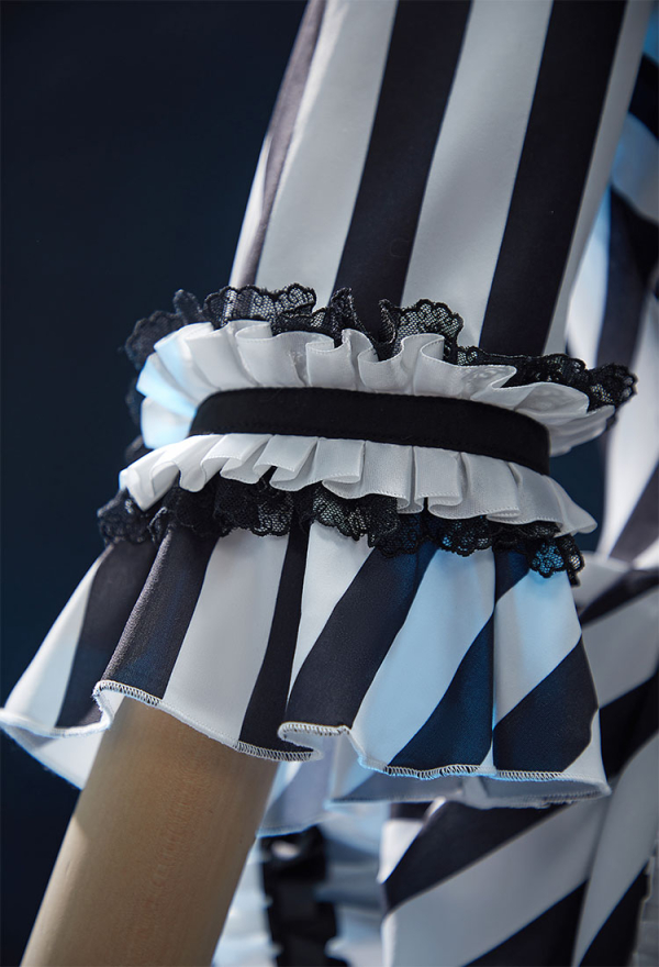Sleepy Hollow Derivative Grave Grain Gothic Black and White Striped Dress Vintage Style Ruffle Dress Sleepy Hollow Derivative Grave Grain Gothic Black and White Striped Dress Vintage Style Ruffle Dress