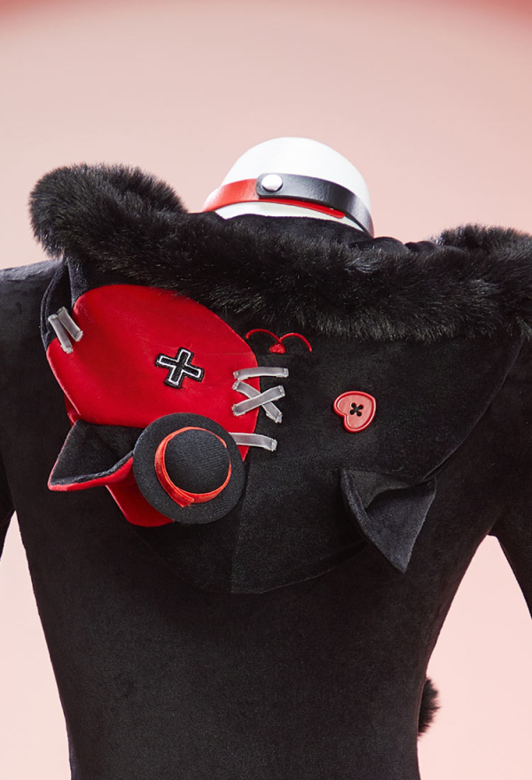 Midnight Meow Gothic Black and Red Cat Bodysuit Plush Deep V Bodysuit with Tail and Socks Midnight Meow Gothic Black and Red Cat Bodysuit Plush Deep V Bodysuit with Tail and Socks