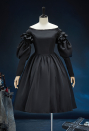 Nosferatu-A Symphony Of horror Derivative Moonrot Shadow Gothic Black Strapless Dress Dark Style Dress with Puffed Sleeves