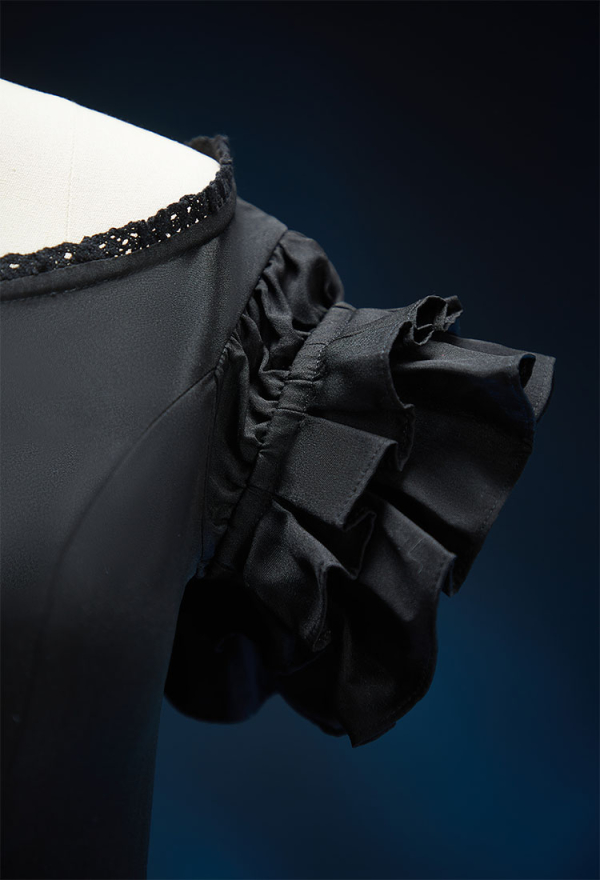 Nosferatu-A Symphony Of horror Derivative Moonrot Shadow Gothic Black Strapless Dress Dark Style Dress with Puffed Sleeves